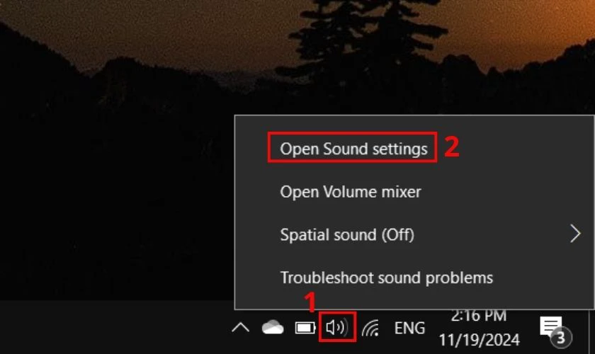 Chọn Open Sound settings